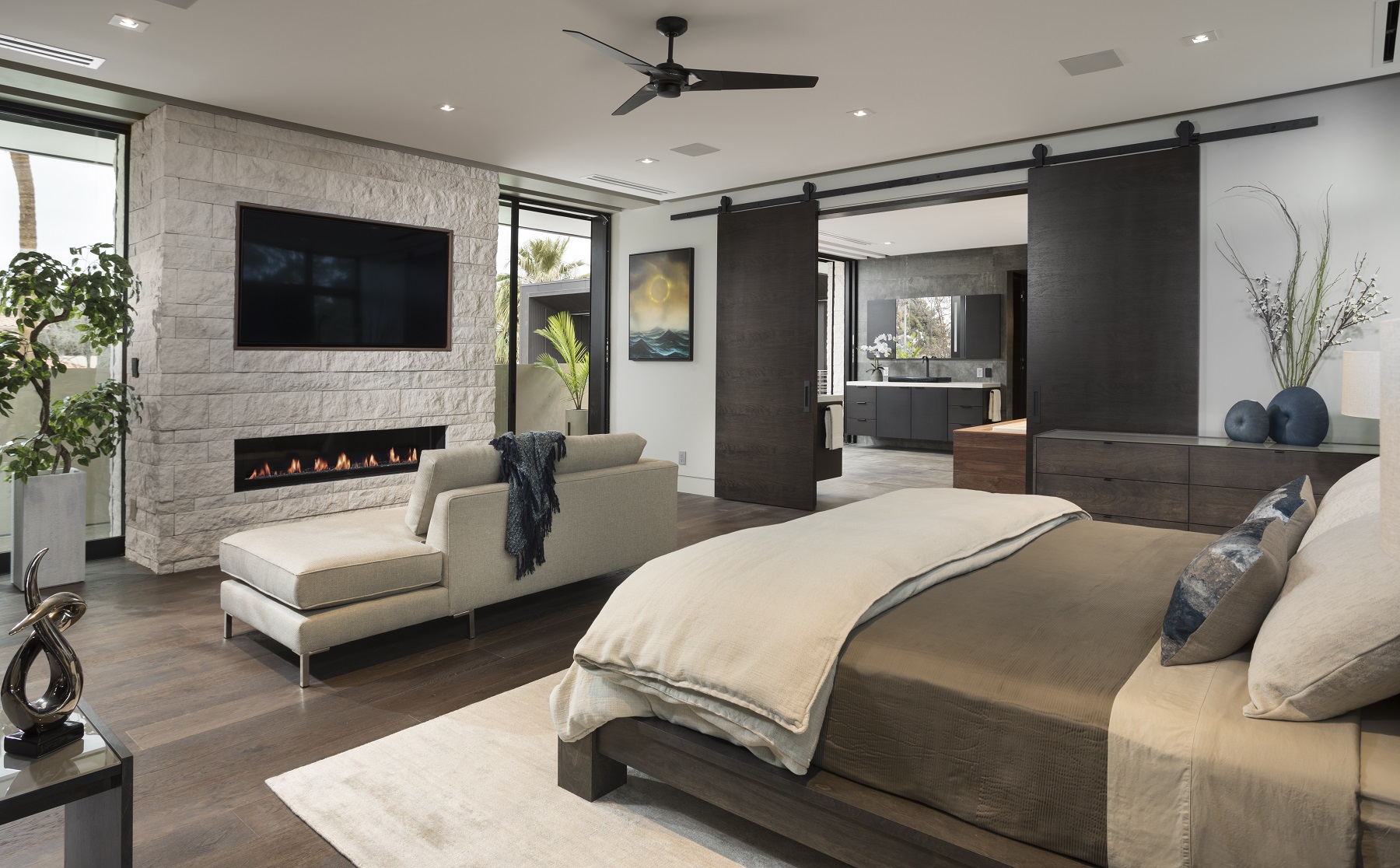 2019 The New American Remodel Bedroom fireplace